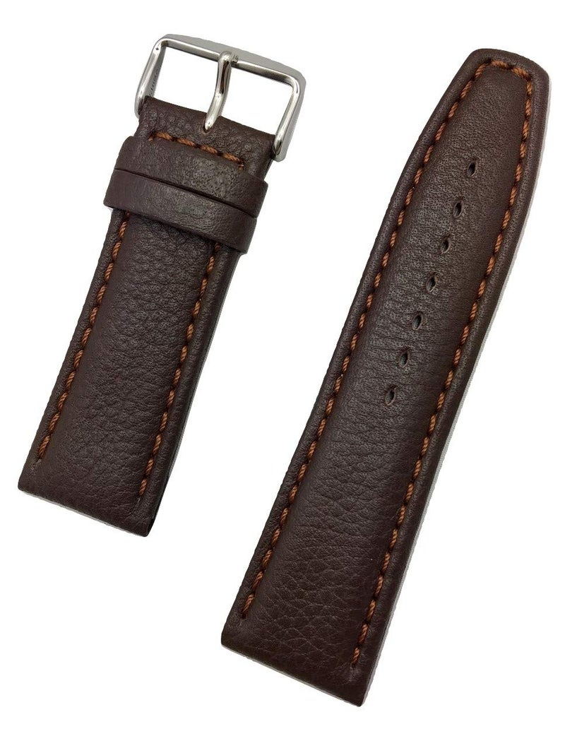 NewLife 26mm Dark Brown Genuine Leather Watchband | Matte, Shrunken Grain, Medium Padded Replacement Watchstrap that brings to Any Watch (Mens Standard Length)